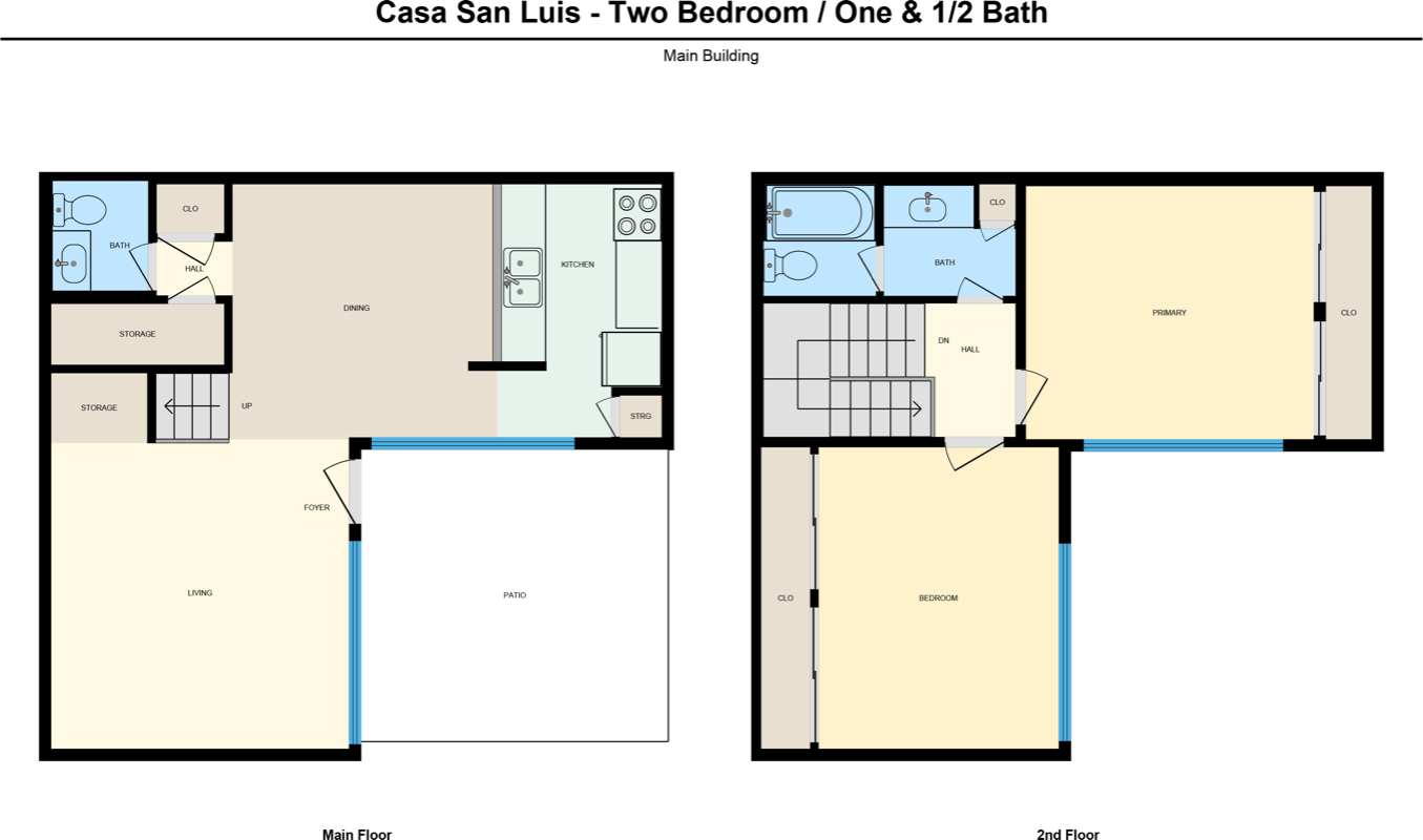 B1 floor plan - 2 bed 2 bath - 1,044 sq ft